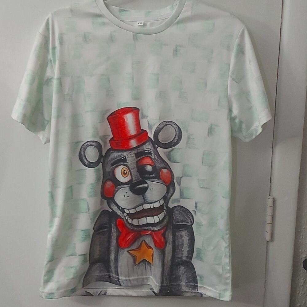Five Nights at Freddy's Fazbear Checker Graphic T-Shirt XL Gamer Unisex Kidcore